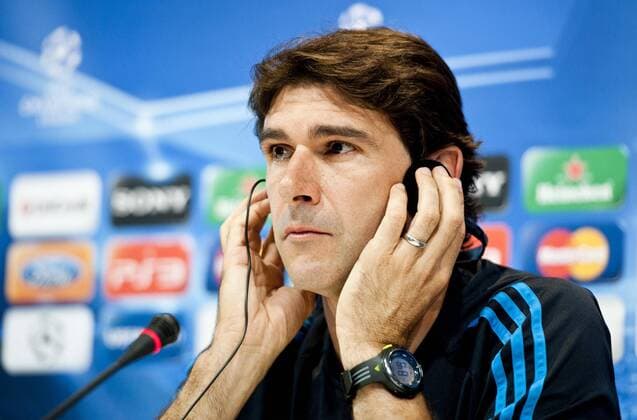 Aitor Karanka, assistant coach of Real Madrid CF, speaks to the media in a press conference before theUEFA Champions League match between his team - Valdebebas, Madrid, 26 09 2011