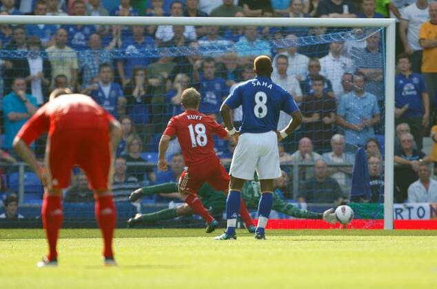 Liverpool s Dirk Kuyt penalty is saved by Everton s Tim Howard - Barclays Premier League Everton FC vs. Liverpool FC 1st October, 2011 EDITORIAL USE ONLY. No use with unauthorised audio, video, data, fixture lists, club league logos or live services. Online in-match use limited to 120 images, no video emulation. No use in betting, games or single club league player publications.