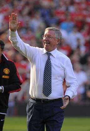 Sir Alex Ferguson manager of Manchester United waves to the fans Barclays Premier League Manchester United v Norwich City 1st October, 2011 EDITORIAL USE ONLY. No use with unauthorised audio, video, data, fixture lists, club league logos or live services. Online in-match use limited to 120 images, no video emulation. No use in betting, games or single club league player publications.