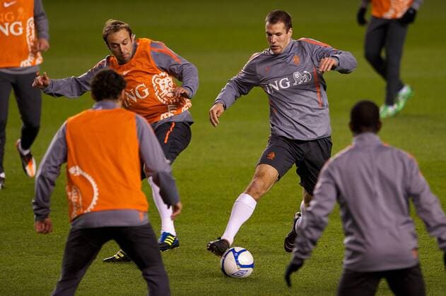 (L-R) Joris Mathijsen of Holland,Ron Vlaar of Holland Karel Delvoye xVIxxIVx 401969
