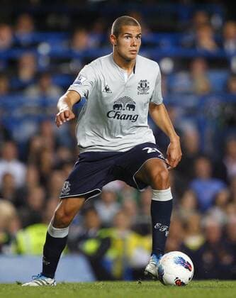 Jack Rodwell of Everton plays after having a red card rescinded, during the Premier League match between Chelsea and Everton at Stamford Bridge, London, England, on October 15, 2011. Barclays Premier League FC Chelsea v FC Everton 15th October, 2011 EDITORIAL USE ONLY. No use with unauthorised audio, video, data, fixture lists, club league logos or live services. Online in-match use limited to 120 images, no video emulation. No use in betting, games or single club league player publications.