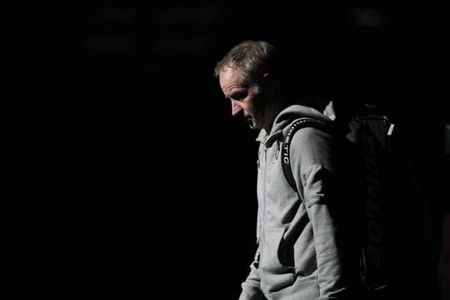 Oct. 22, 2011 - Buffalo, New York, U.S. - USA s John McEnroe walks onto the court before the HSBC Tennis Cup series at First Niagara Center in Buffalo, NY on October 22, 2011 HSBC Tennis Cup - ZUMAec2