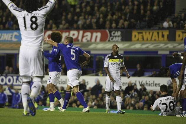26.10.2011. Liverpool, England. Penalty call for Chelsea in the Carling Cup match between Everton and Chelsea at Goodison Park. Mandatory Credit ActionPlus. xDavidxLloydx  ActionPlus11216678 Content restricted for UK based newspaper