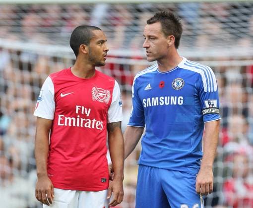 Chelseas John Terry and Arsenals Theo Walcott Barclays Premier League FC Chelsea London vs FC Arsenal London 29th October, 2011 EDITORIAL USE ONLY. No use with unauthorised audio, video, data, fixture lists, club league logos or live services. Online in-match use limited to 120 images, no video emulation. No use in betting, games or single club league player publications.