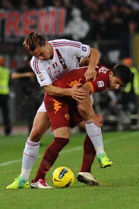 Jose Angel (Roma) Zlatan Ibrahimovic (Milan) - Serie A 2011 2012 AS Roma vs AC Milan AntoniettaxBaldassarre