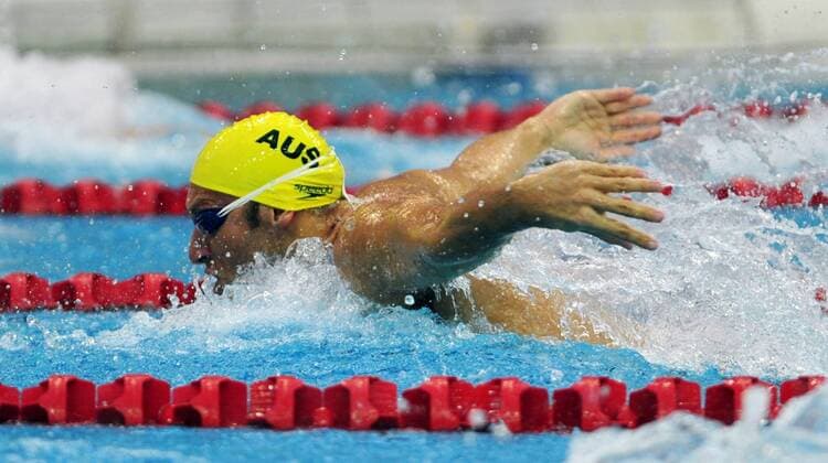 Ian Thorpe of Australia competes during the men s 100m Butterfly heats at the FINA 2011 Swimming World Cup (Beijing), in Beijing, capital of China, on Nov. 9, 2011. (Xinhua Kong Hui) CHINA-BEIJING-SWIMMING-FINA SHORT COURSE WORLD CUP (CN) 