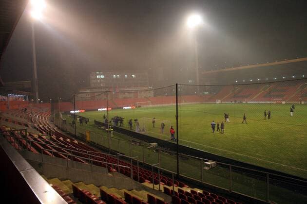 10.11.2011 Zenica(Bosnia and Herzegovina) Bilino Polje stadium and smoky air from local steel factory before Portugal national football team training day before first play off Euro 2012 match against Bosnia and Herzegovina :  o0 totale Stadion