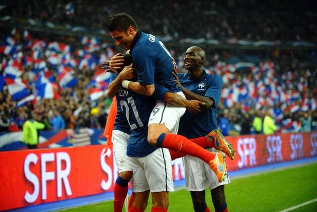 Loic REMY - Olivier GIROUD - Alou DIARRA - joies - France vs. USA - 11.11.2011 - AnthonyBIBARD FEP Panoramic 