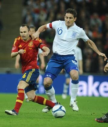 Football - International Friendly - England vs. Spain Frank Lampard - England Andres Iniesta - Spain 