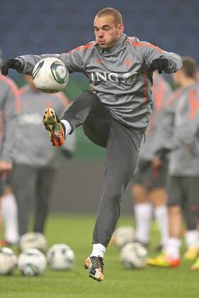 14.11.2011, Fussball, Training der niederländischen Nationalmannschaft in der Imtech-Arena Hamburg. Wesley Sneijder (Niederlande)