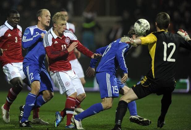 Dänemark vs Finnland, Petri Pasanen (Finnland) , Daniel Wass (Dänemark), Markus Halsti (Finnland) , Lukas Hradecky (Finnland) 
