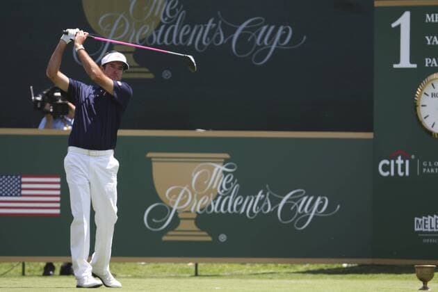 17 November 2011 : Bubba Watson (USA) is the first player in the 2011 Presidents Cup to Tee off on the 1st hole during the 1st day Foursomes Matches at the Presidents Cup at the Royal Melbourne Golf Club in Melbourne, Australia. PGA Golf Herren NOV 17 Presidents Cup - Day 1 Foursomes matches Icon111117007 EDITORIAL USE ONLY