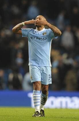 Nigel De Jong of Manchester City blows kisses - Premier League Manchester City v Newcastle United 19th November, 2011 EDITORIAL USE ONLY. No use with unauthorised audio, video, data, fixture lists, club league logos or live services. Online in-match use limited to 120 images, no video emulation. No use in betting, games or single club league player publications.