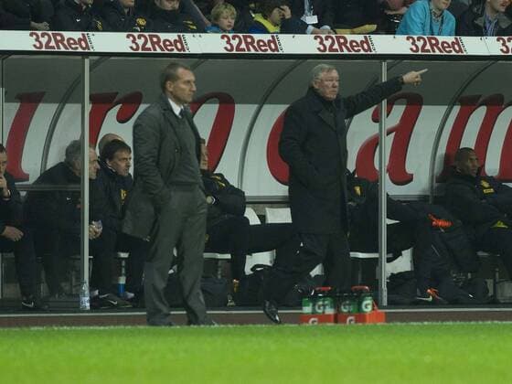 Football - Premier League - Swansea City vs. Manchester United Swansea Manager Brendan Rodgers and Manchester United Manager Sir Alex Ferguson