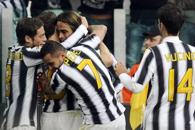 Turin, 20.11.2011 - Serie A 2011 2012 - Juventus Turin vs US Palermo - Alessandro Matri - Simone Pepe - Claudio Marchisio 