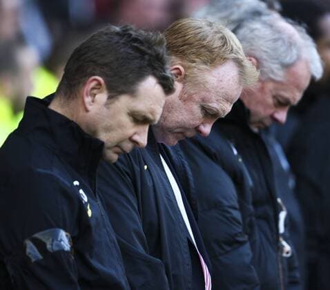 Football - Barclays Premier League - Swansea City vs. Aston Villa at Liberty Stadium, Swansea Aston Villa management pay a mark of respect during a minute s silence before kick off.  3452-3452