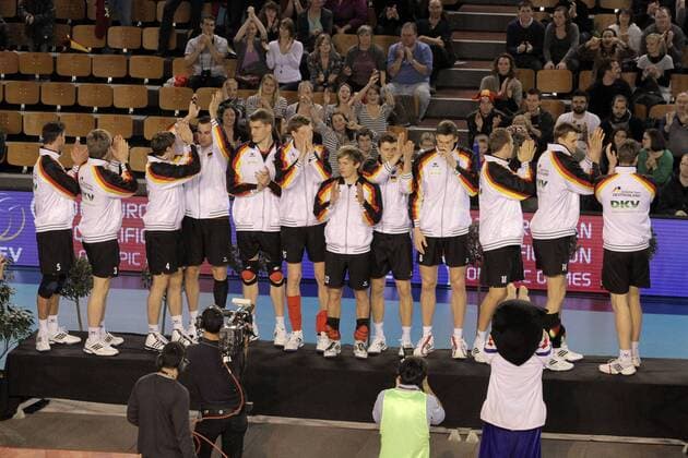 VOLLEYBALL : Olympia Quali 2012 - 27 11 2011 - FINALE Deutschland - Belgien. Jubel Deutschland - 27.11.11 PaulineManet Panoramic  o0 vorqualifikation Totale