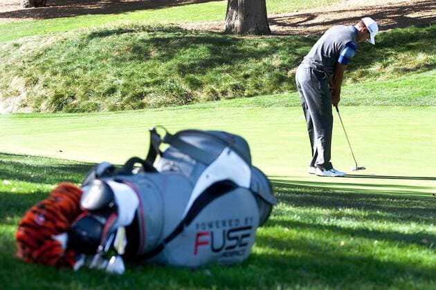 Dec. 2, 2011 - Thousand Oaks, California, U.S. - December 2, 2011: Tiger Woods and his new bag during the second round of the Chevron World Challenge held at Sherwood Country Club, Thousand Oaks, CA. 2011 Chevron World Challenge - ZUMAec2