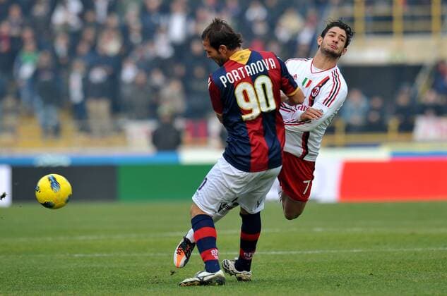 Alexandre PATO (Milan), Daniele PORTANOVA (Bologna) Bologna 11 12 2011 Stadio Renato Dall Ara Serie A 2011 2012 Football, Bologna FC vs AC Milan - allexsabba