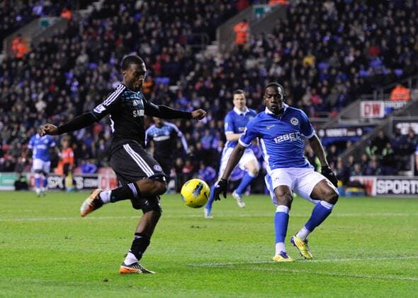 Daniel Sturridge of Chelsea scores the first goal EDITORIAL USE ONLY. No use with unauthorised audio, video, data, fixture lists, club league logos or live services. Online in-match use limited to 120 images, no video emulation. No use in betting, games or single club league player publications.
