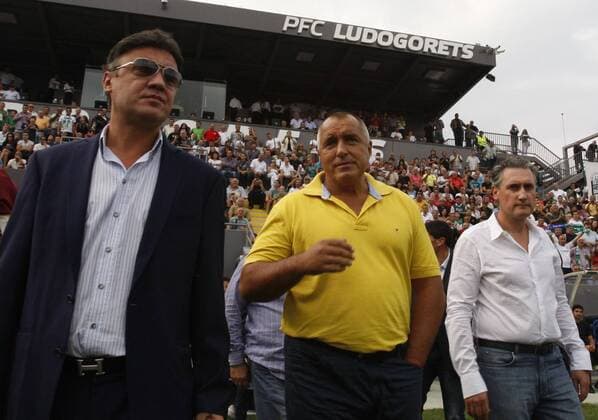 25.09.2011 Razgrad(Bulgaria) Opening ceremony of PFC Ludogorets Arena Kiril Domuschiev(R) owner of PFC Ludogorets Razgrad with politician Boyko Borisov(c) prime minister of Bulgaria and Borislav Mikhailov(L) president of BFS Bulgarian FA) :Stringer in cooperation with 