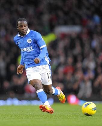 Victor Moses of Wigan Athletic Barclays Premier League Manchester United v Wigan Athletic at Old Trafford, Manchester 26th December, 2011 EDITORIAL USE ONLY. No use with unauthorised audio, video, data, fixture lists, club league logos or live services. Online in-match use limited to 120 images, no video emulation. No use in betting, games or single club league player publications.