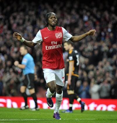 Barclays Premier League Arsenal v Wolves Gervinho celebrates Arsenal 1st goal 