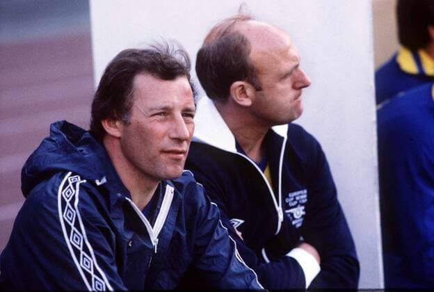 Fußball, Trainerhistorie, FC Arsenal Terry Neill (Arsenal Manager) with Don Howe. Valencia v Arsenal. European Cup Winners Cup Final 1980 . 