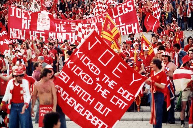 Joey Jones Banner. Liverpool. European Cup Final 1977. Rome. 25 05 1977 