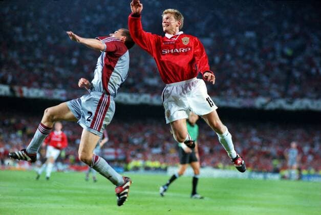 Jesper Blomqvist (United) Manchester United v Bayern Munich, Champions League Cup Final; 26 05 1999; Barcelona. 
