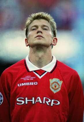 Jesper Blomqvist (United). Manchester United v Bayern Munich, Champions League Cup Final; 26 05 1999; Barcelona. 