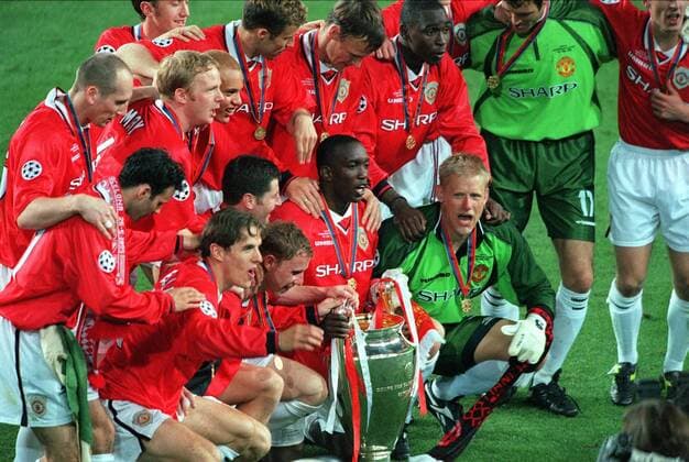Manchester United Champions League winners. Manchester United 2:1 Bayern Munich, Champions League Cup Final, 26 05 1999. Barcelona. 