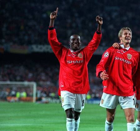 Dwight Yorke (Manchester United) David Beckham (Manchester United) 26 5 99 European Champions League Final 1999. Manchester United v Bayern Munich. 