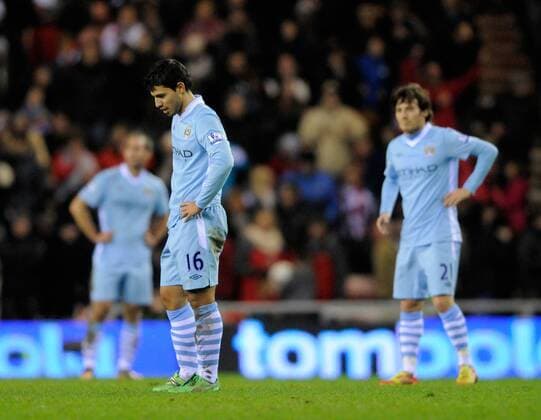 Barclays Premier League Sunderland v Manchester City at The Stadium of Light, Sunderland 1st January, 2012 EDITORIAL USE ONLY. No use with unauthorised audio, video, data, fixture lists, club league logos or live services. Online in-match use limited to 120 images, no video emulation. No use in betting, games or single club league player publications.