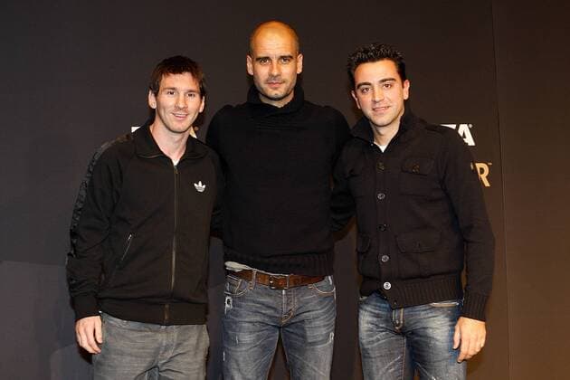 Josep Pep Guardiola (C) Lionel Messi (L) Xavi (FC Barcelona Barca) - Zürich 09 01 2012 Kongresshouse, FIFA Ballon d Or awarding ceremony - PaoloxNucci