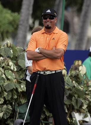 January 14, 2012: Pat Perez smiles while waiting to tee off during the third round of the PGA Golf Herren Sony Open at the Waialae Country Club in Honolulu, HI. PGA Golf Herren Golf: 2012 Sony Open - ZUMAc04