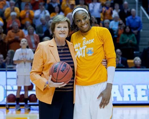 January 15, 2011: Coach Pat Summitt and Glory Johnson 25 of the University of Tennessee Lady Vols in action during the NCAA College League USA basketball game between the University of Tennessee Lady Vols and Vanderbilt Commodores at Thompson-Boling Arena in Knoxville, TN. Johnson was recognized for scoring her 1000th point. NCAA College League USA Women s Basketball: Vanderbilt Commodores vs University of Tennessee - ZUMAc04
