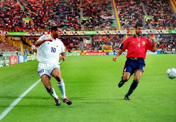 European Championships 2000. 25 06 2000 Spain vs. France 1 4final - Josep Pep Guardiola - Spain Zinedine Zidane - France 