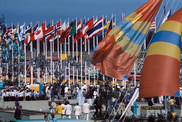 Eröffnungsfeier der Olympischen Spiele München 1972 in Kiel Schilksee, dem Austragungsort der Segelwettbewerbe