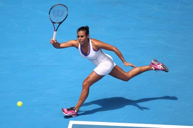 Stephanie Foretz Gacon, FRA, in the second round of 2012 Tennis Australian Open in Melbourne, 18 01 2012 -