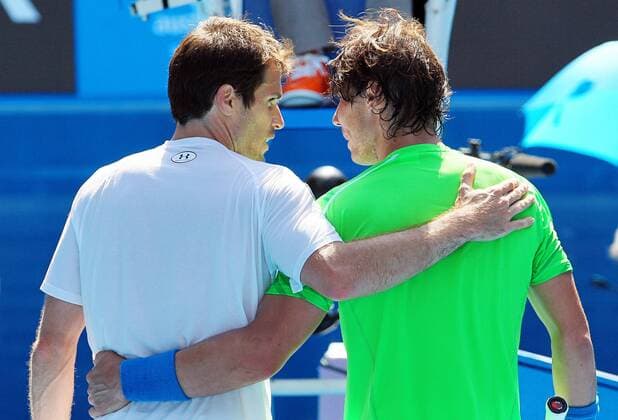 TENNIS - ATP, Australian Open 2012 MELBOURNE,AUSTRALIEN,18.JAN.12 - TENNIS - ATP Tennis Herren World Tour, Grand Slam, Australian Open. Bild zeigt Tommy Haas (GER) und Rafael Nadal (ESP). 