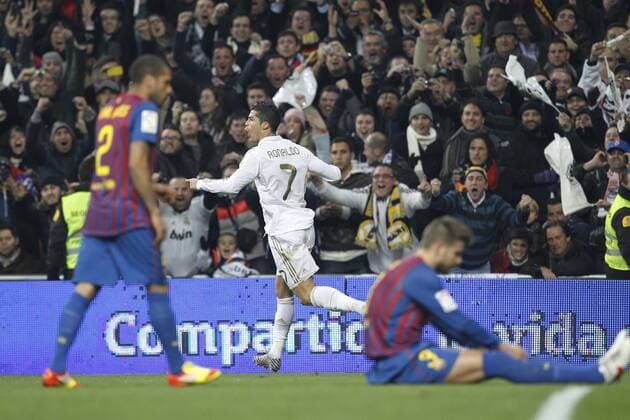Real Madrid s Cristiano Ronaldo goal during spanish King s Cup on January 18th 2012...Photo: Cesar Cebolla ALFAQUI  (012)