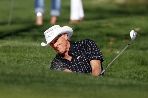 January 19, 2012: Greg Norman hits out of a bunker on the 6th hole during the first round of the Humana Challenge In Partnership With The Clinton Foundation at La Quinta Country Club in La Quinta, California. GOLF: Humana Challenge JAN 19 - ZUMAcb8