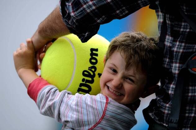 MELBOURNE, Jan. 20, 2012 -- A little tennis fan - 2012 Australian Open tennis championship at Melbourne Park in Melbourne, Australia, Jan. 20, 2012. 