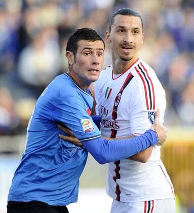 Novara, 22.01.2012 - Serie A 2011 2012 - Novara Calcio vs AC Milan - Leandro Rinaudo - Zlatan Ibrahimovic 