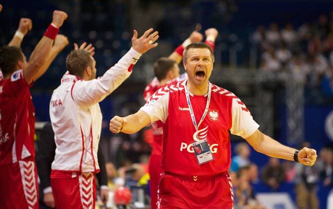 Handball Belgrad (SRB) 21.01.2012 Europameisterschaften der Herren Männer 2012 Hauptrunde Gruppe A Schweden (SWE) - Polen (POL) Bogdan Wenta (Polen, Trainer)