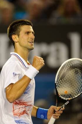 Jan. 25, 2012 - Melbourne, Victoria, Australia - Novak Djokovic (SRB) in action during a men s quarterfinals match on day ten of the 2012 Australian Open at Melbourne Park, Australia. TENNIS 2012 - Australian Open 2012 - Day 10 - ZUMAx35