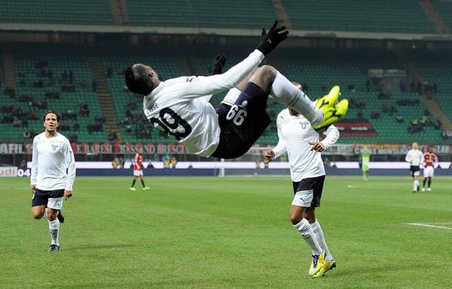 Serie 1 5: Jubel Djibril Cisse (Lazio) 0-1 - 26 1 2012 - Coppa Italia 2011 2012 Football AC Milan vs Lazio Rom allexsabba