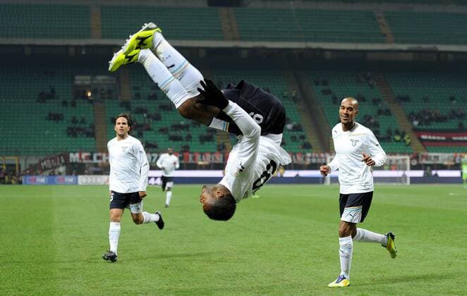 Serie 2 5: Jubel Djibril Cisse (Lazio) 0-1 - 26 1 2012 - Coppa Italia 2011 2012 Football AC Milan vs Lazio Rom allexsabba