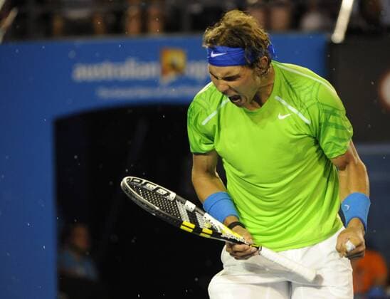 29.01.2012 Melbourne, Australia. Nadal in action on Day 14 of the men s final match. Rafael Nadal (ESP) played on Rod Laver Arena at the Australian Open. xPeterxBlakemanx  ActionPlus20144667
